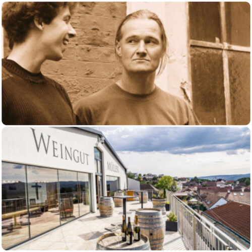 Wolfgang Kühn und Fabian Pollack (© Dao Bayerle) im Weingut Müller (© Robert Herbst ) Terrasse Weingut Müller